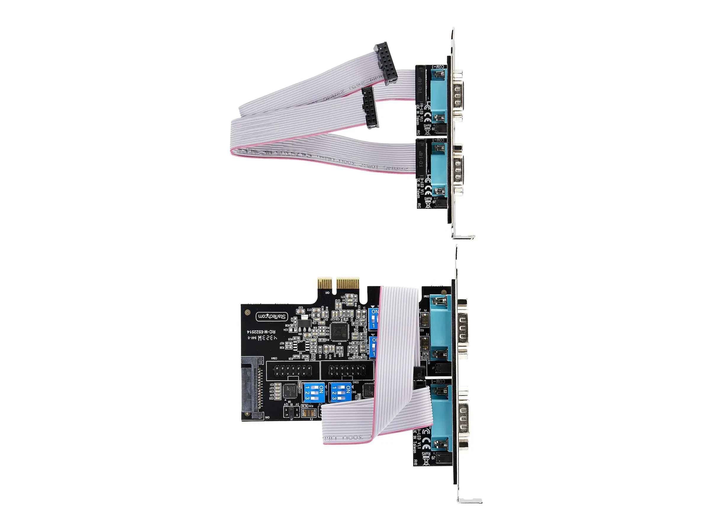 StarTech 4-Port Serielle PCIe Karte, RS232/RS422/RS485 Serielle Karte - Serieller Adapter - PCIe Low-Profile - RS-232 x 4 - Schwarz - TAA-konform