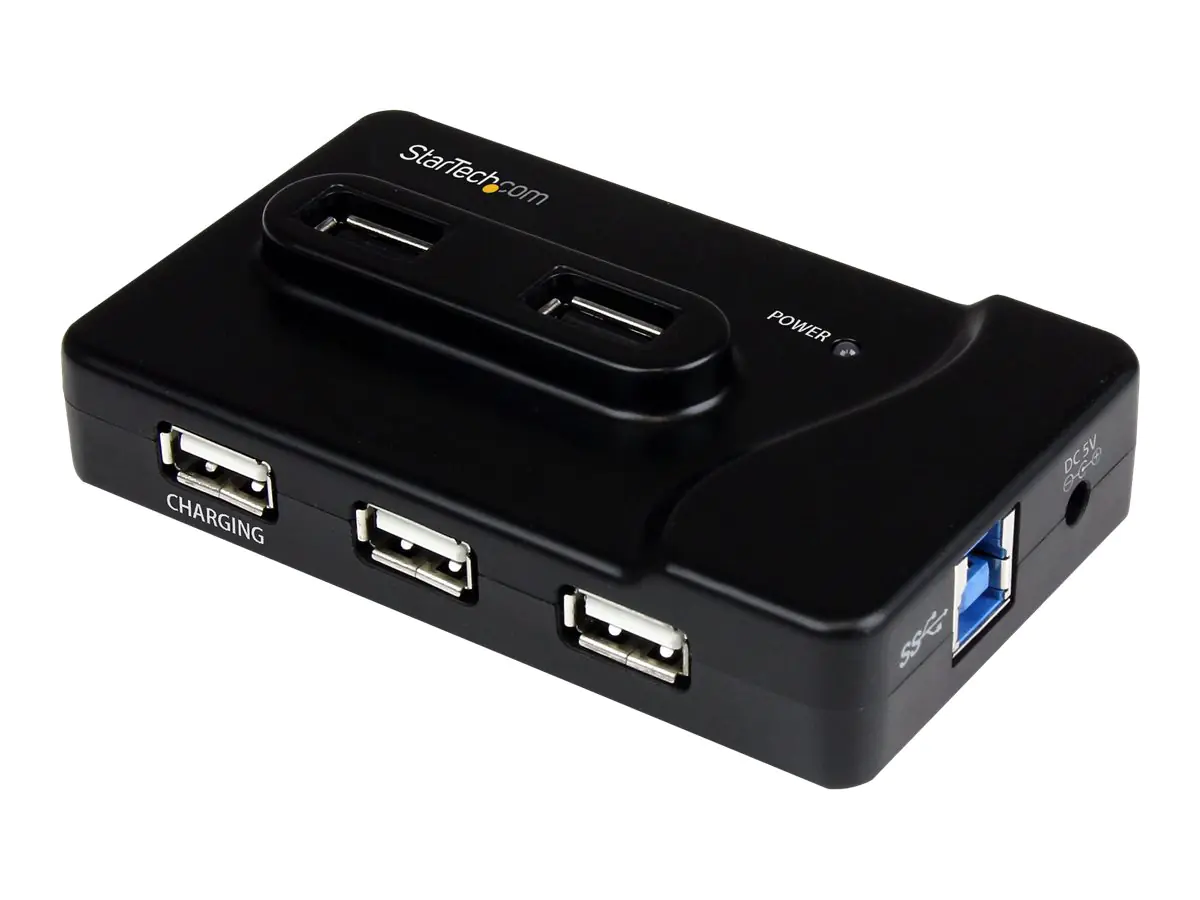 StarTech 6 Port USB 3.0 / 2.0 Hub mit 2A Ladeanschluss - 2x USB 3.0 SuperSpeed und 4x USB 2.0 Combo Hub - Hub - 2 x SuperSpeed USB 3.0 + 4 x USB 2.0 - Desktop - für P/N: MSDREADU3CA, SDMSDRWU3AC, USB312SAT3CB, USB315CB2M, USBLTM1MBK, USBLTM1MWH