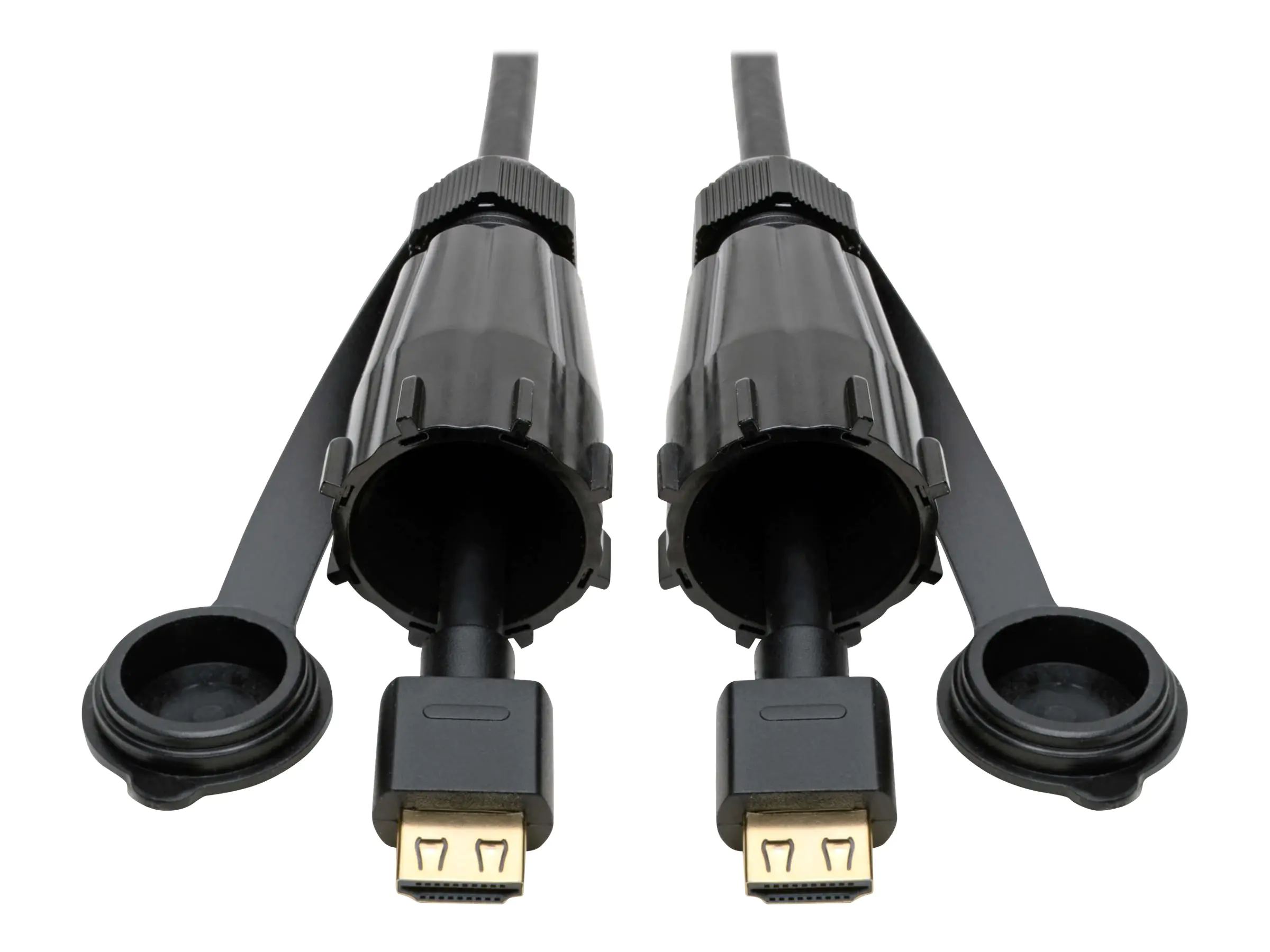 Tripp Lite HDMI Cable High-Speed 2 IP68 Connectors Industrial Ethernet 6ft - HDMI-Verlängerungskabel mit Ethernet - HDMI männlich Schutzkappe zu HDMI weiblich Schutzkappe - 1.8 m - Schwarz - innen/außen
