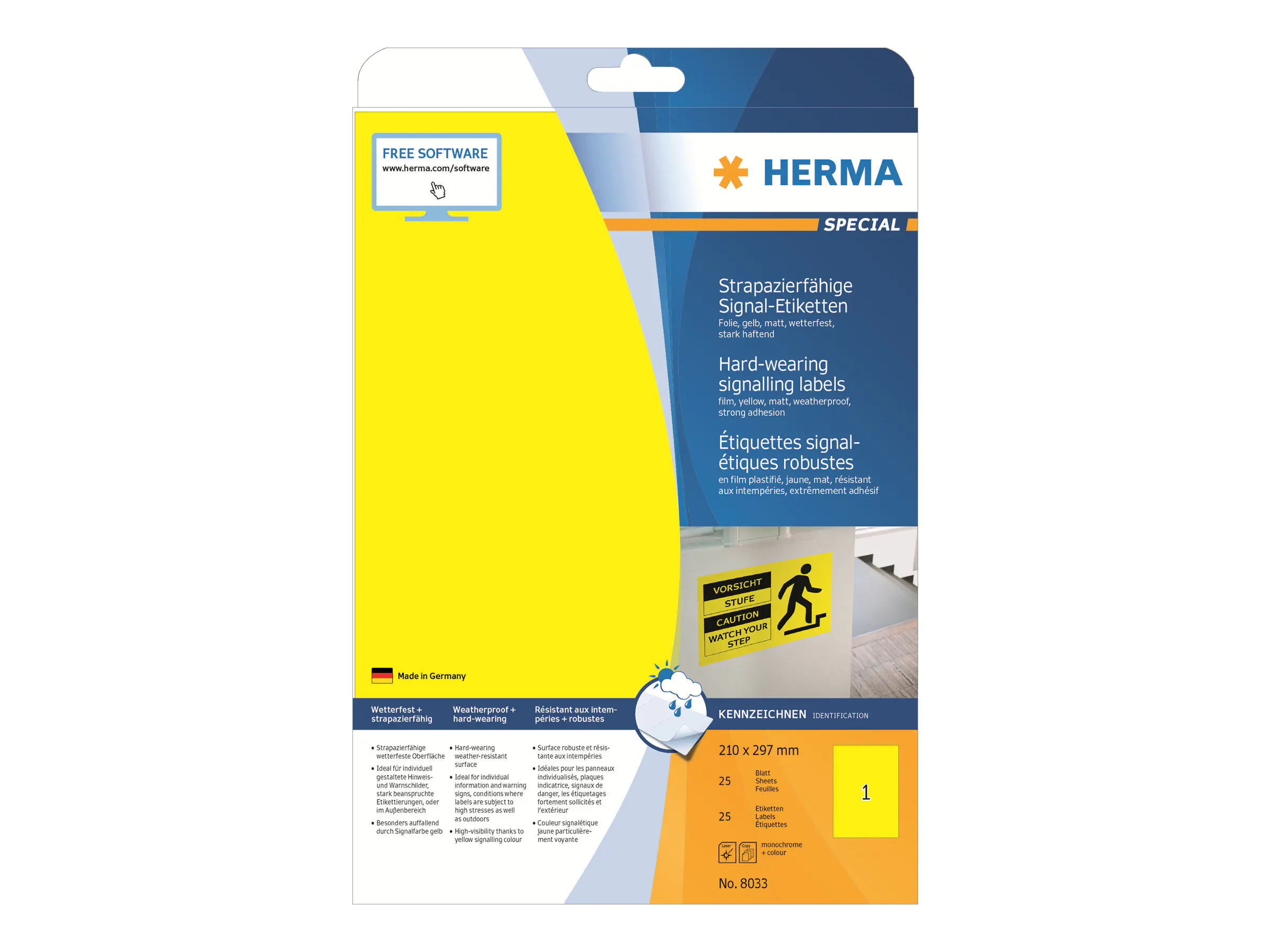 HERMA Special - Matt - selbstklebend - Gelb - A4 (210 x 297 mm) 8033