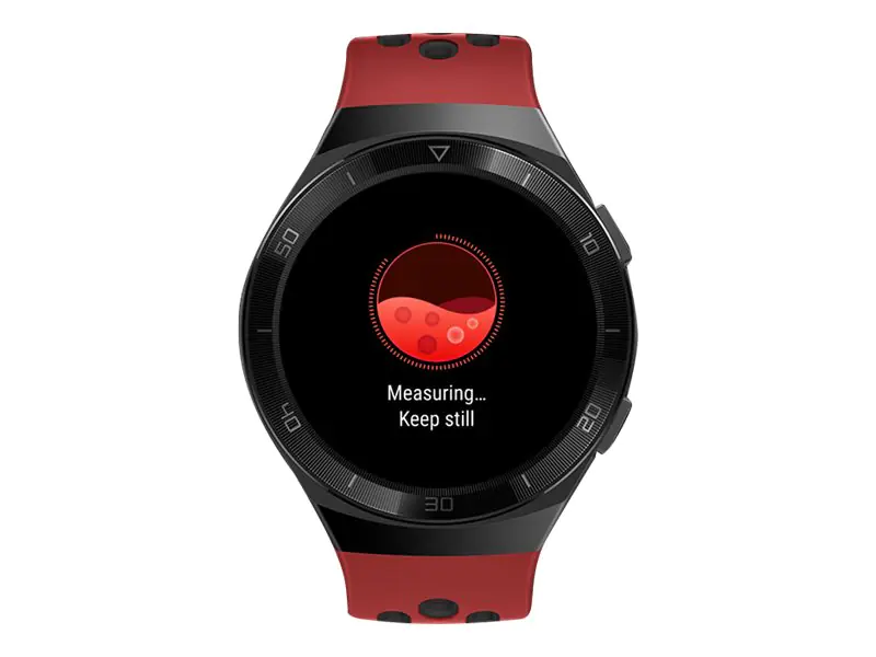 Huawei Watch GT 2e - Schwarzes Edelstahl - intelligente Uhr mit Riemen - Flouroelastomer - Lava Red - Anzeige 3.5 cm (1.39")