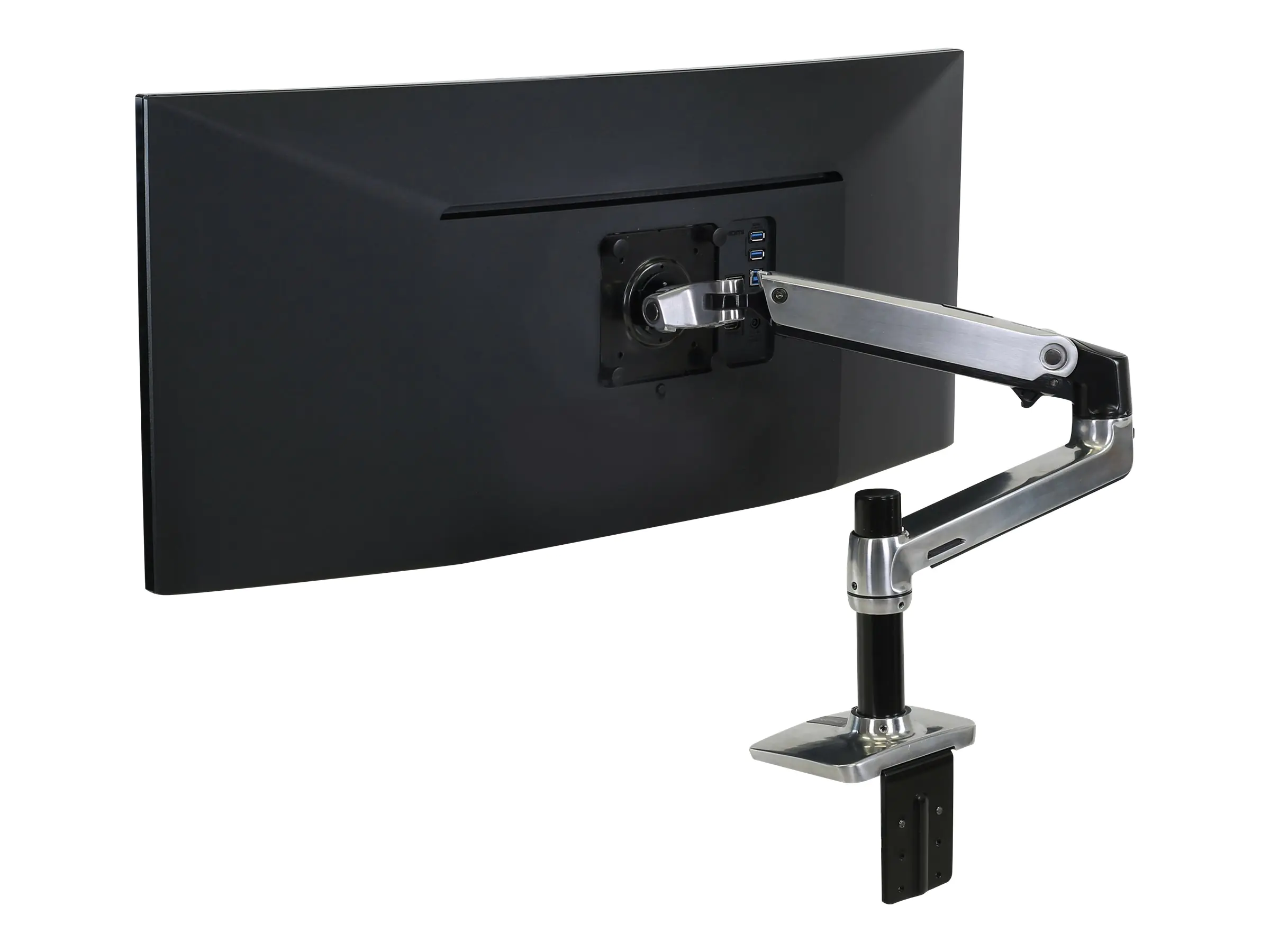 Ergotron LX - Befestigungskit (Gelenkarm, Spannbefestigung für Tisch, Erweiterungsadapter, Befestigung für Kabeldurchgang, 7"-Säule) - für LCD-Display - Polished Aluminum - Bildschirmgröße: bis zu 86,4 cm (bis zu 34 Zoll) 45-241-026