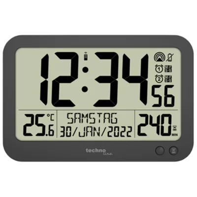 technoline® Funkuhr WS 8026 inkl. Fernbedienung Kunststoff