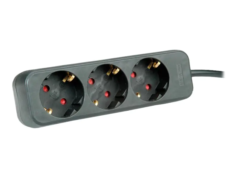 Roline - Steckdosenleiste - Wechselstrom 250 V - 3600 Watt - Eingabe, Eingang CEE 7/4 - Ausgangsanschlüsse: 3 (3 x CEE 7/4) - 1.5 m Schnur - Schwarz - für P/N: 26.21.0185, 26.21.0186, 26.21.0187, 26.21.0188, 26.21.0193, 26.21.0194, 26.21.0195