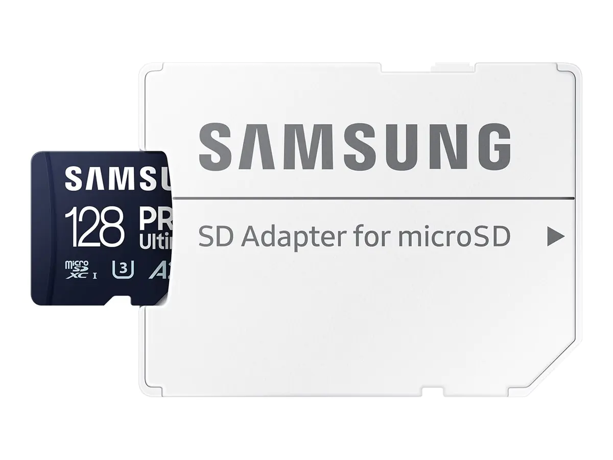 Samsung PRO Ultimate MB-MY128SA - Flash-Speicherkarte (SD-Adapter inbegriffen) - 128 GB - A2 / Video Class V30 / UHS-I U3 - microSDXC UHS-I - Blau