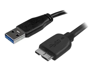 StarTech 3m schlankes SuperSpeed USB 3.0 A auf Micro B Kabel - St/St - USB 3.0 Anschlusskabel - Schwarz - USB-Kabel - Micro-USB Typ B (M) zu USB Typ A (M) - USB 3.0 - 3 m - geformt - Schwarz - für P/N: S2510BU33PW, S251BMU3FP, S251BRU33, SLSODDU33B, SM2NG