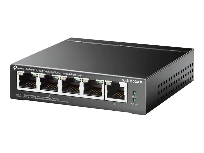 TP-Link TL-SG1005LP - V1 - Switch - unmanaged - 5 x 10/100/1000 (4 PoE+) - Desktop, wandmontierbar - PoE+ (40 W)