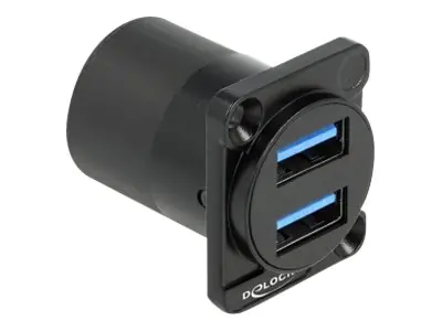 Delock - D-Type - USB-Steckdosenmechanismus - USB 3.2 Gen 1 - USB - 2 USB-Anschlüsse - Schwarz