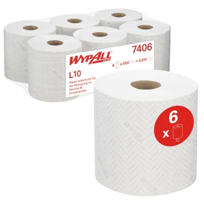 WYPALL* Wischtuch L10 18,3 x 38 cm (B x L) Airflex™ weiß 6 Rl./Pack.
