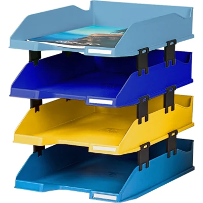 Exacompta Briefablage COMBO MIDI BEE BLUE DIN A4, Überbreite Kunststoff Farbe: hellblau, marineblau, safran, türkis