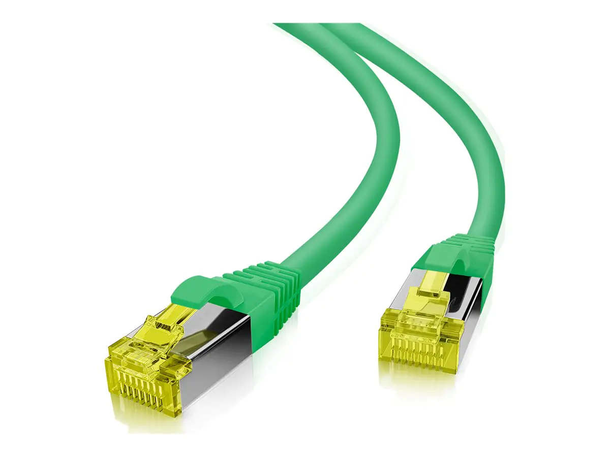 Helos - Patch-Kabel - RJ-45 (M) zu RJ-45 (M) - 20 m - 6 mm - SFTP, PiMF - CAT 7 (Kabel) / CAT 6a (Anschlüsse) - halogenfrei, Knickschutzmanschette - grün