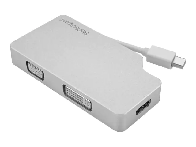 StarTech Aluminium Reise A/V Adapter 3-in-1 Mini DisplayPort auf VGA, DVI oder HDMI - Mini DP Adapter - 4K - Videokonverter - DisplayPort - DVI, HDMI, VGA
