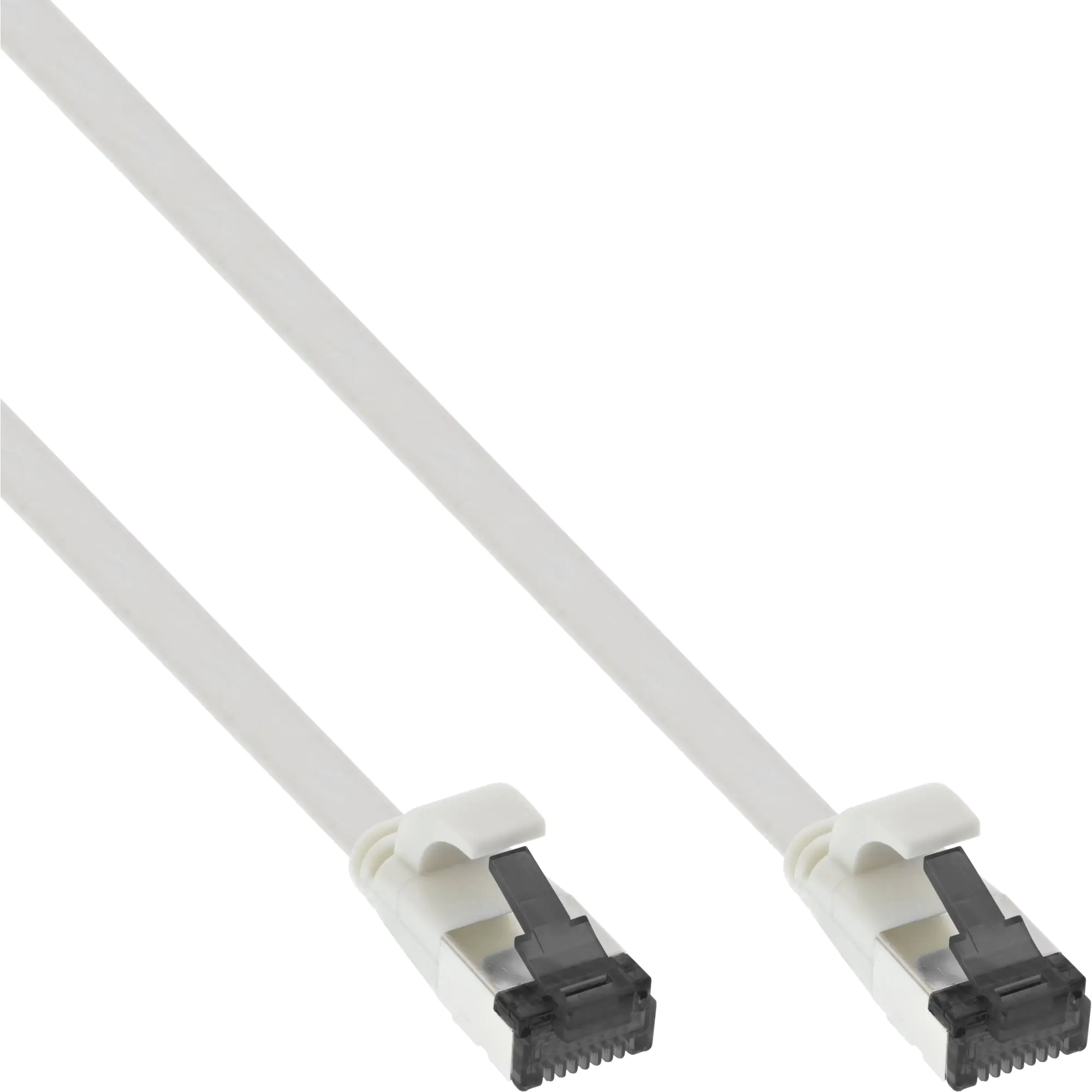 InLine - Patch-Kabel - RJ-45 (M) zu RJ-45 (M) - 50 cm - 6.5 mm - U/FTP, PiMF - CAT 8.1 - halogenfrei, geformt, ohne Haken, verseilt, flach - weiß
