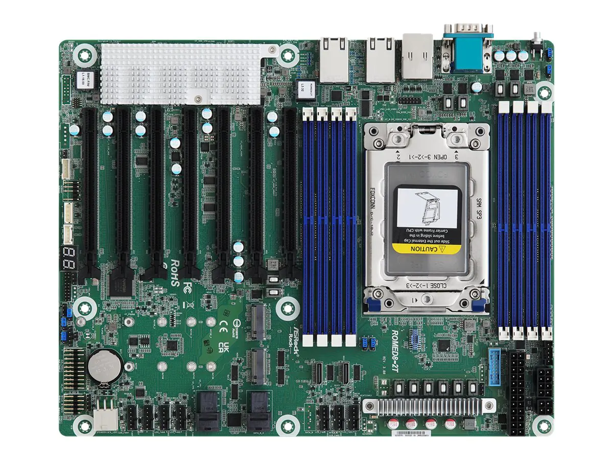 ASRock Rack ROMED8-2T/BCM - Motherboard - ATX - Socket SP3 - USB 3.2 Gen 1 - 2 x 10 Gigabit LAN - Onboard-Grafik