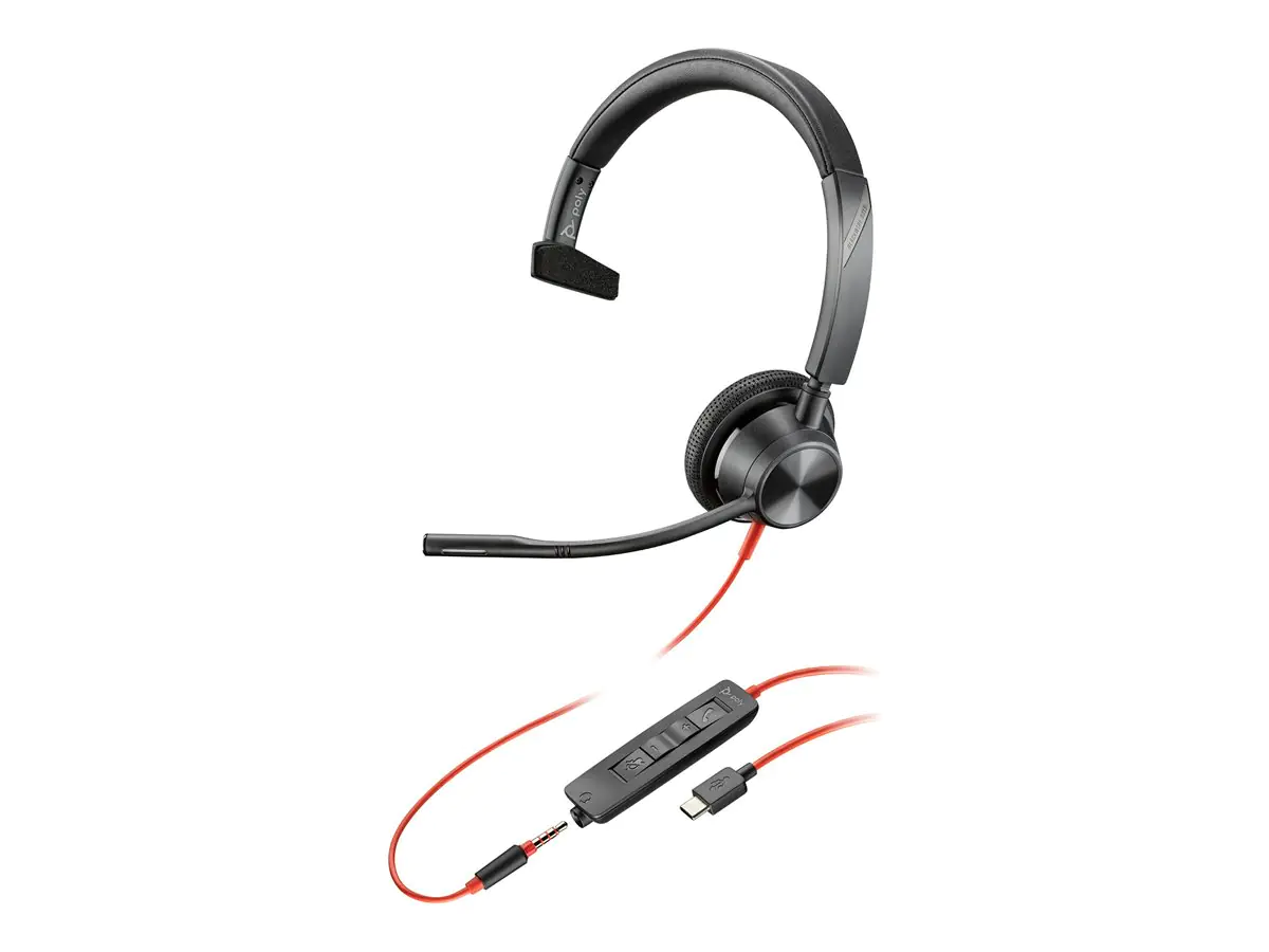 Poly Blackwire 3315 - Blackwire 3300 series - Headset - On-Ear - kabelgebunden - 3,5 mm Stecker, USB-C - Schwarz