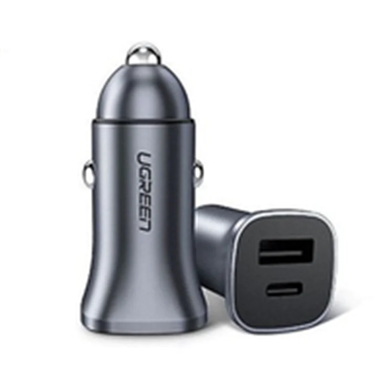 Ugreen - Auto-Netzteil - 18 Watt - 3 A - PD 3.0, QC 4.0 - 2 Ausgabeanschlussstellen (USB, 24 pin USB-C)