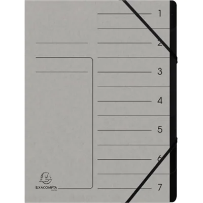 Exacompta Ordnungsmappe DIN A4 170g/m² Colorspankarton Farbe: grau Farbe des Fächerblocks: schwarz 7 Fächer