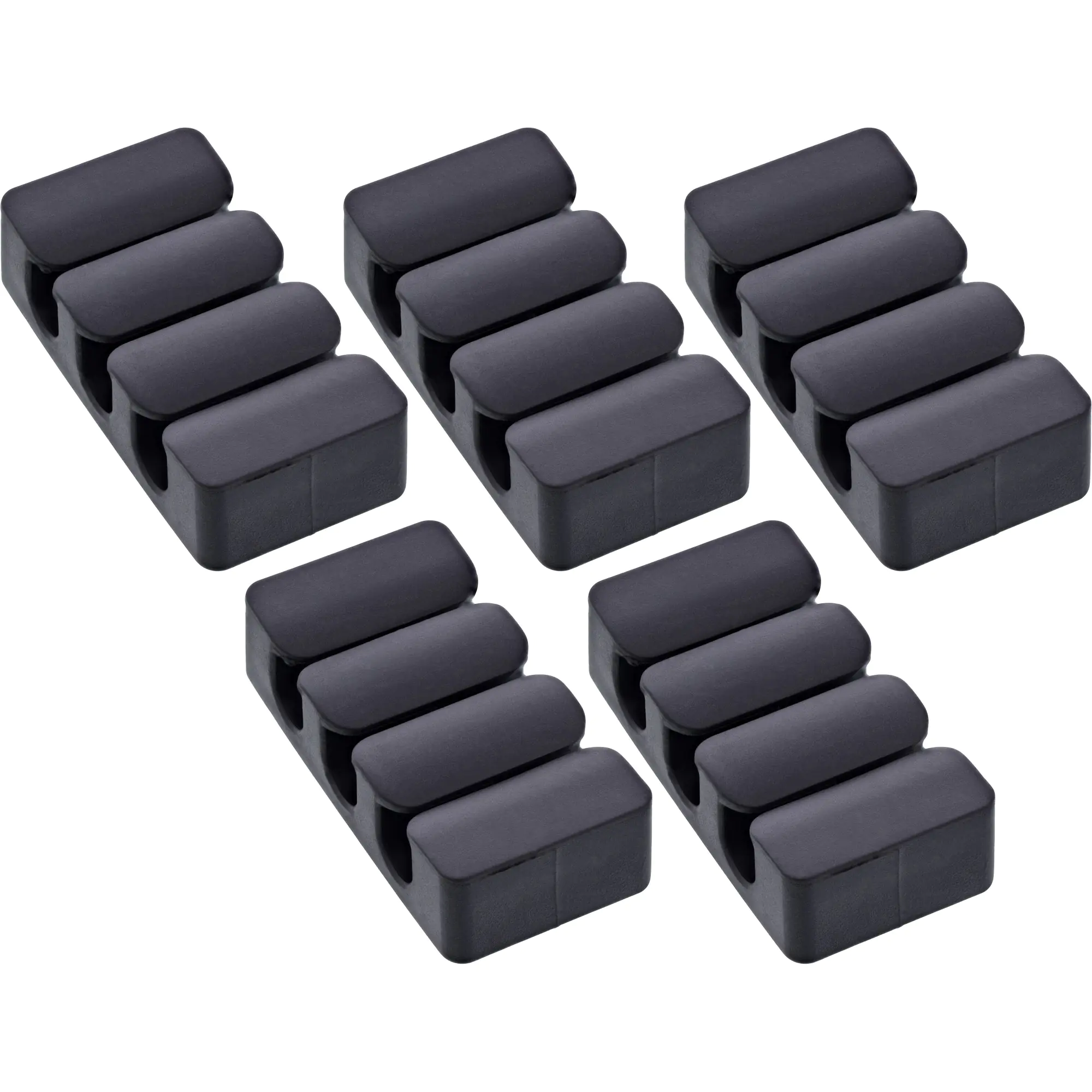 InLine 5er Pack Kabelclip - 3-fach - selbstklebend - schwarz
