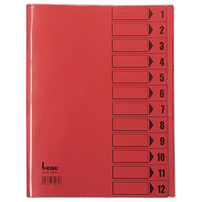 Bene Ordnungsmappe 84800RT DIN A4 12Fächer PVC rot