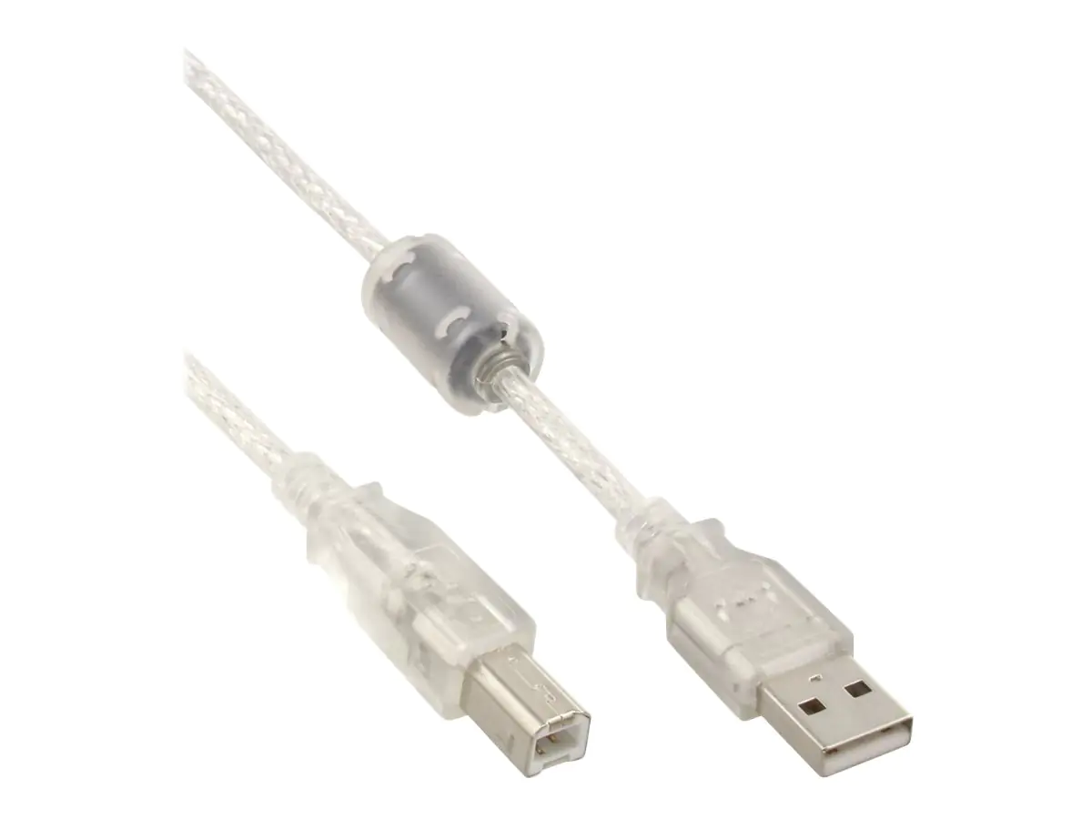 InLine USB 2.0 cable - USB-Kabel - USB (S) zu USB Typ B (S) - USB 2.0 - 30 cm - weiß, durchsichtig