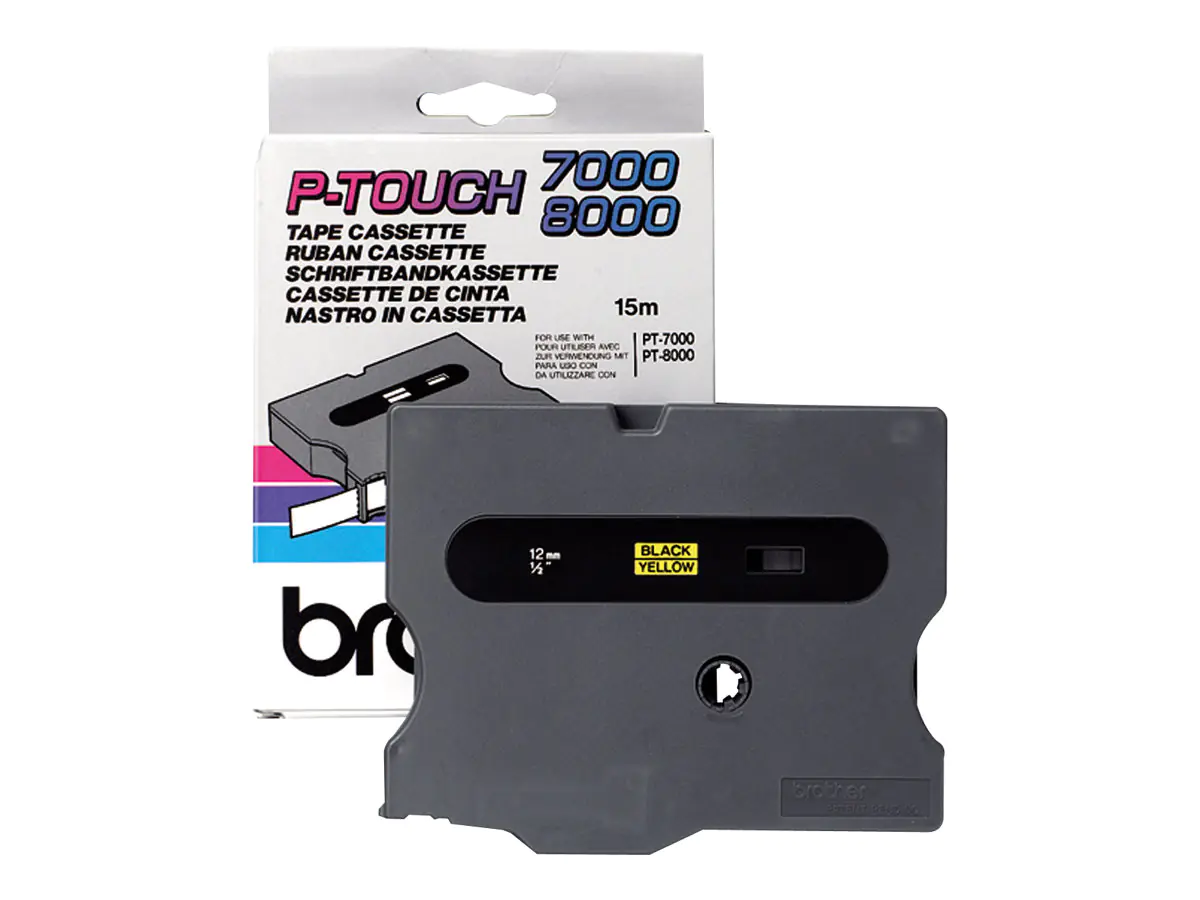 Brother TX631 - Schwarz auf Gelb - Rolle (1,2 cm x 15 m) 1 Kassette(n) laminiertes Band - für P-Touch PT-30, PT-7000, PT-8000, PT-PC