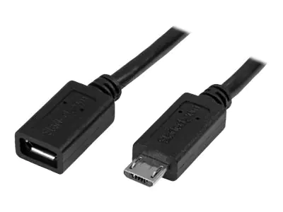 StarTech 0,5m Micro USB Verlängerungskabel - Stecker/Buchse - Micro USB Stecker zu Micro USB Buchse Kabel - USB-Verlängerungskabel - Micro-USB Typ B (M) zu Micro-USB Typ B (W) - USB 2.0 - 50 cm - Schwarz