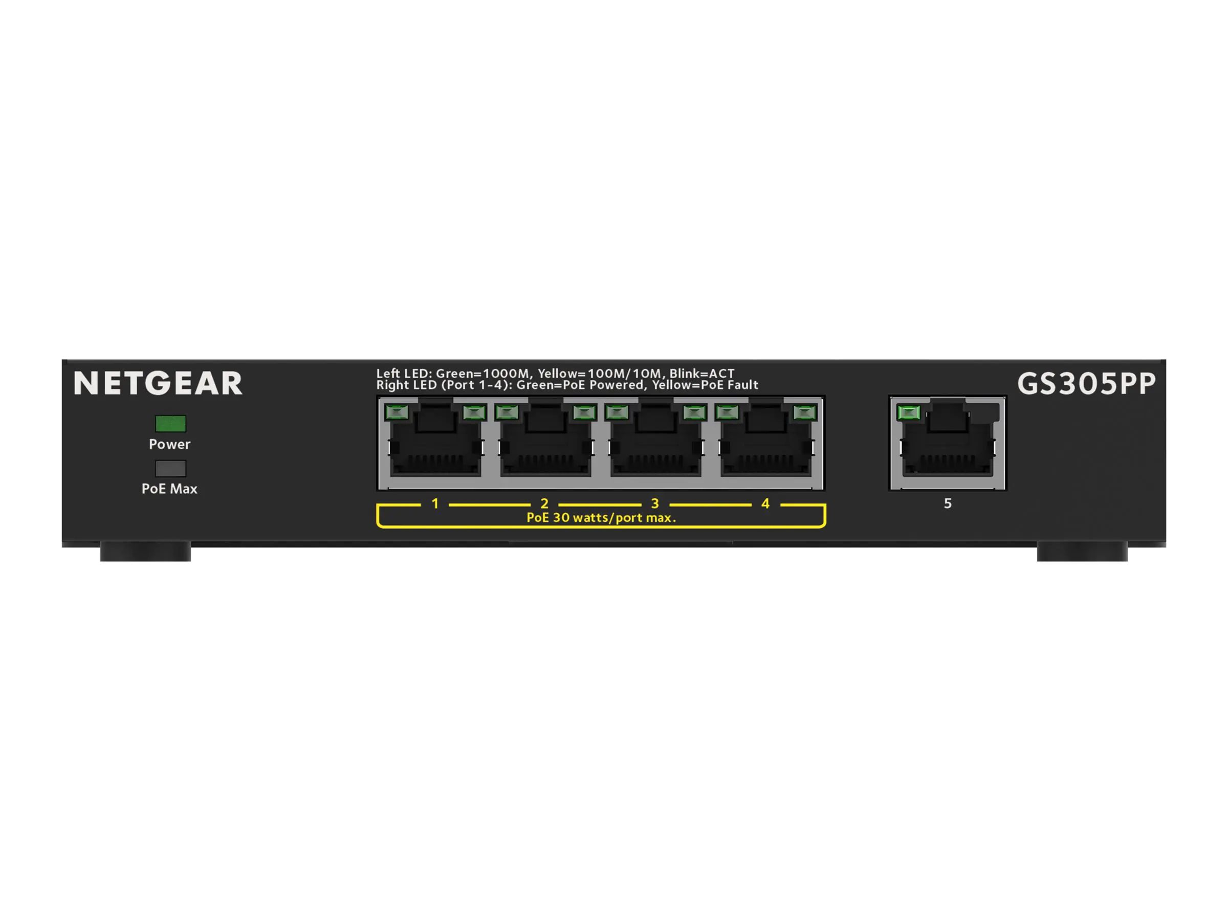 Netgear 5PT POE/POE+GIGE UNMANAGED SWITCH GS30 - Switch - Power over Ethernet