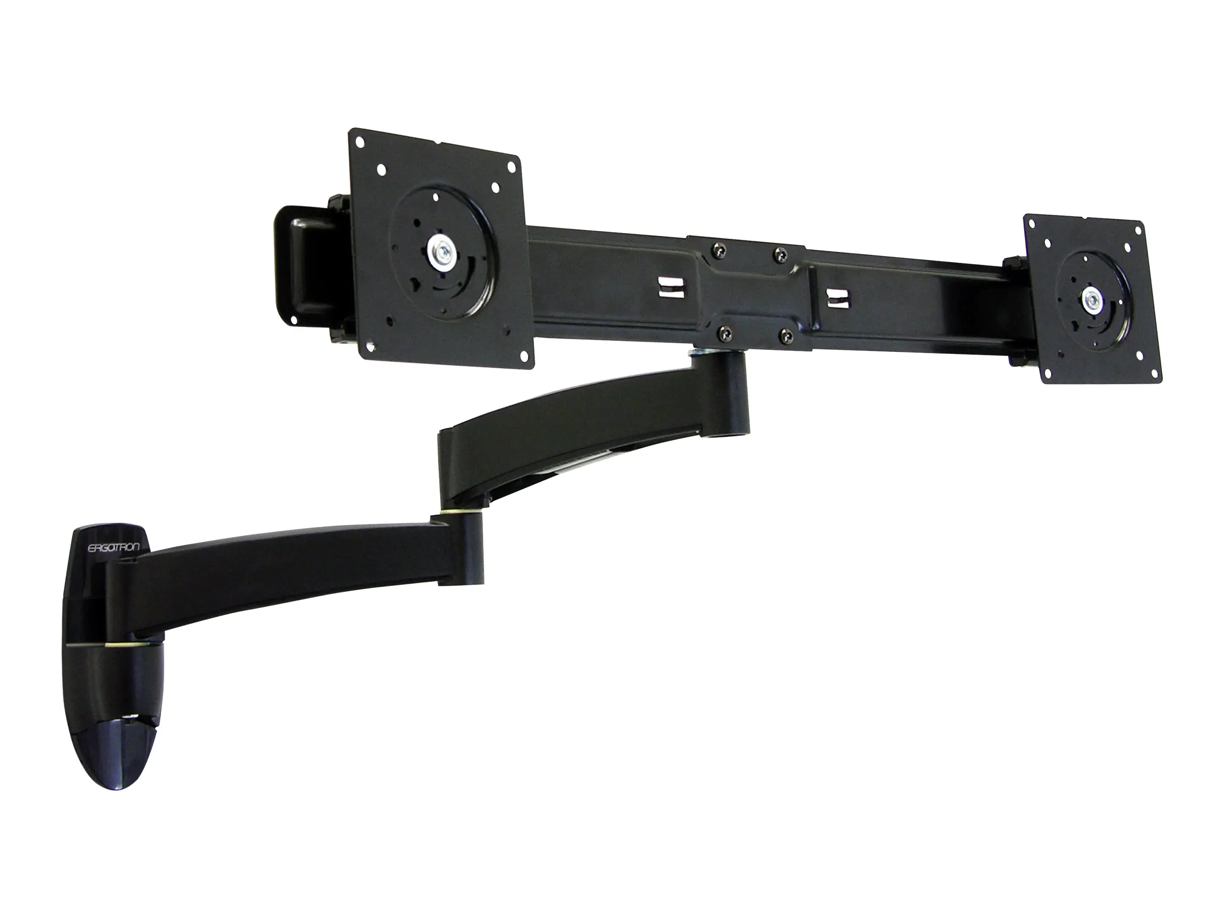 Ergotron 200 Series - Befestigungskit (Wandbefestigung, Doppelgelenkarm, Querstange, 2 Aufsätze, 2 VESA-Adapter) - einstellbarer Arm - für 2 LCD-Displays - Stahl - Schwarz - Bildschirmgröße: bis zu 55,9 cm (bis zu 22 Zoll) - Wandmontage
