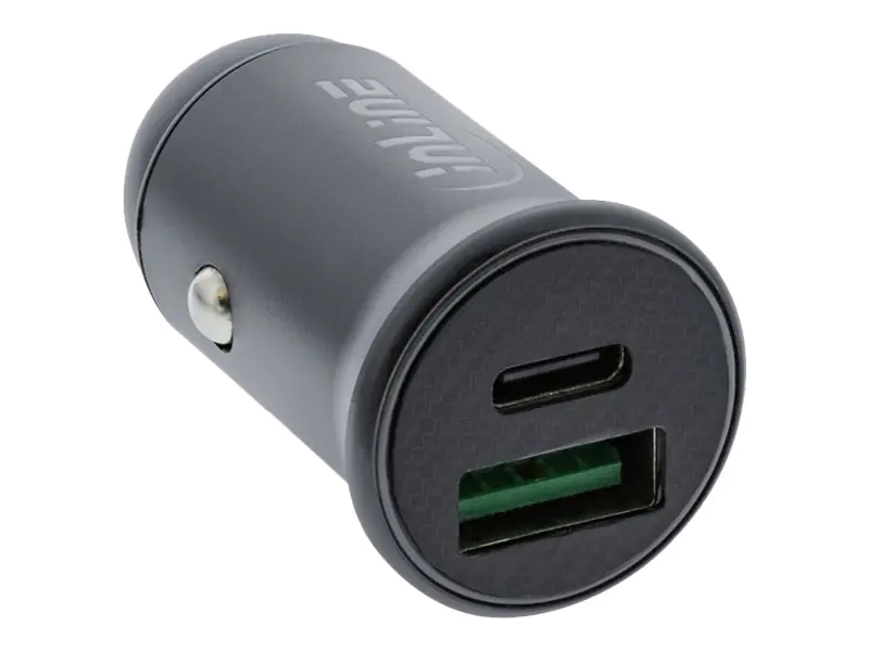 InLine - Auto-Netzteil - 60 Watt - 4.8 A - 2 Ausgabeanschlussstellen (USB, 24 pin USB-C) - Grau
