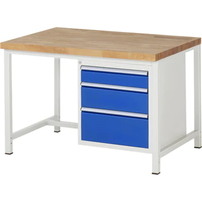 RAU Werkbank 8000 1.250 x 840-1.040 x 900 mm (B x H x T) enzianblau lichtgrau