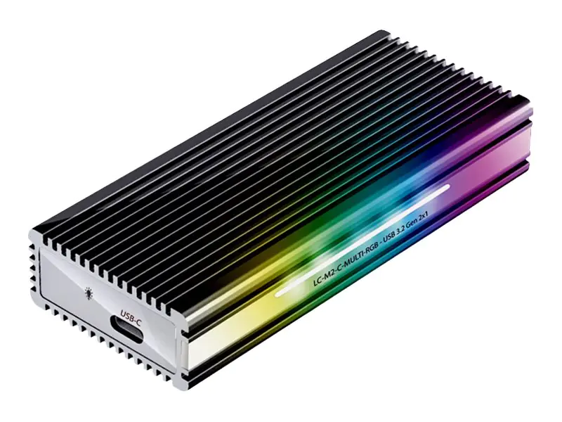 LC Power LC-M2-C-MULTI-RGB - Speichergehäuse - M.2 - M.2 NVMe Card / SATA 10Gb/s - USB 3.2 (Gen 2) - Schwarz