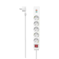 Hama Steckdosenleiste 5-fach USB-C/A 18W PD/QC Schalter Flachst. 1.4 m - Steckdosenleiste