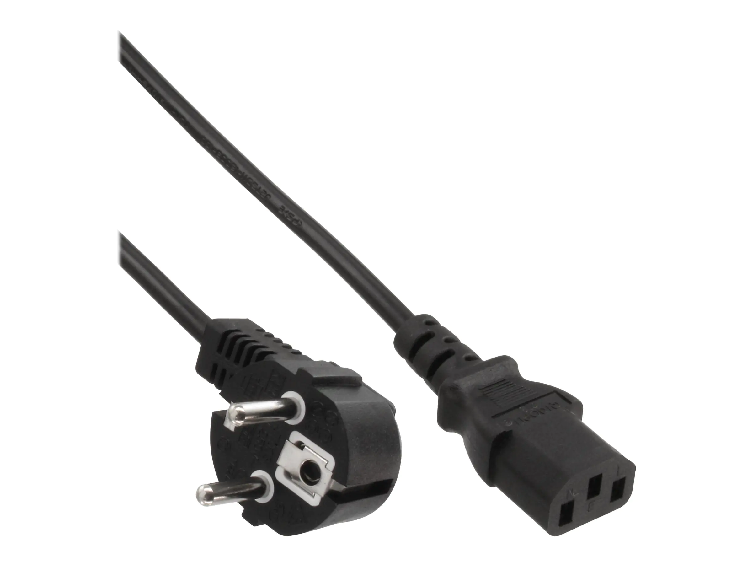 InLine - Stromkabel - power CEE 7/7 (S) gewinkelt zu power IEC 60320 C13 gerade - 30 cm - Schwarz