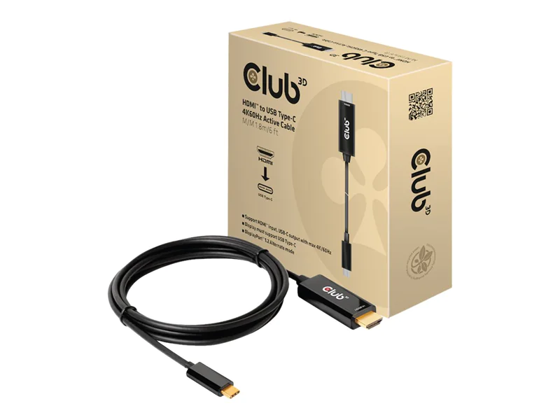 Club 3D - Adapterkabel - HDMI männlich zu 24 pin USB-C männlich - 1.8 m - aktiv, unterstützt 4K 60 Hz (4096 x 2160)
