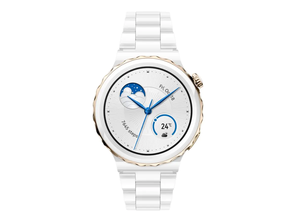 Huawei Watch GT 3 Pro - 43 mm - weiß Keramik - intelligente Uhr mit Riemen - Keramik - weiß - Handgelenkgröße: 130-190 mm - Anzeige 3.353 cm (1.32") - NFC, Bluetooth - 50 g