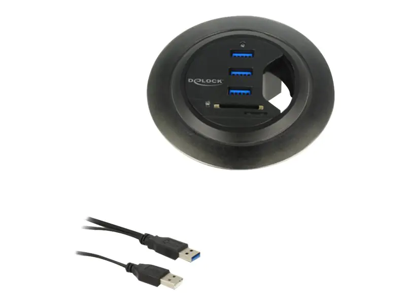 DeLock In-Desk Hub - Hub - 4 x SuperSpeed USB 3.0 - Desktop