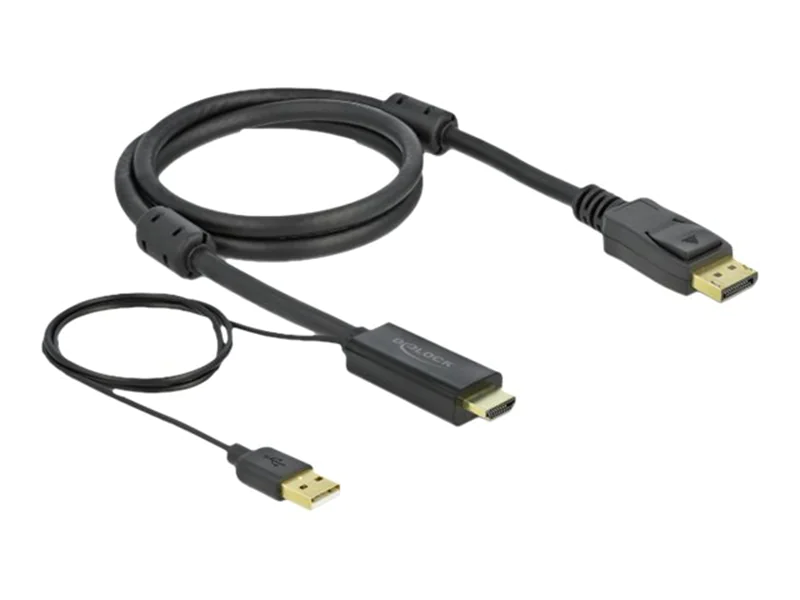 Delock - Video- / Audiokabel - HDMI, USB (nur Strom) männlich zu DisplayPort männlich - 1 m - Dreifachisolierung - Schwarz - 4K Unterstützung
