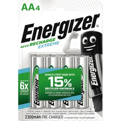 Energizer Recharge Extreme, Wiederaufladbarer Akku, AA, Alkali, 4 Stück(e), 2300 mAh, Karton mit Aufhänger E300624600