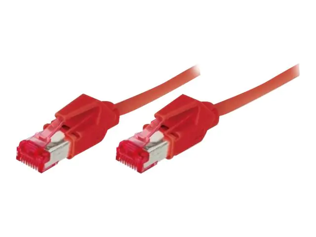 Tecline - Patch-Kabel - RJ-45 (M) zu RJ-45 (M) - 10 m - SFTP, PiMF - CAT 7 (Kabel) / CAT 6a (Anschlüsse) - ohne Haken - Rot