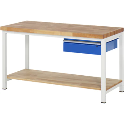 RAU Werkbank 8000 1.500 x 840-1.040 x 700 mm (B x H x T) enzianblau lichtgrau