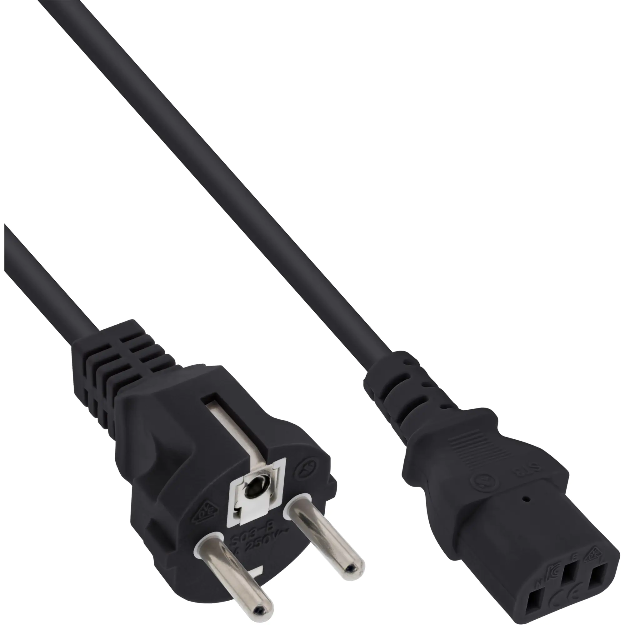 InLine 45er B-Pack Netzkabel - Schutzkont. gerade / Kaltgerätest. C13 - 1m