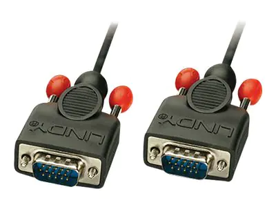 Lindy - VGA-Kabel - HD-15 (VGA) (M) zu HD-15 (VGA) (M) - 2 m - geformt, Daumenschrauben - Schwarz
