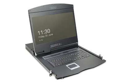 DIGITUS 19" LCD KVM-Konsole, 8-Port VGA, US -Tastatur