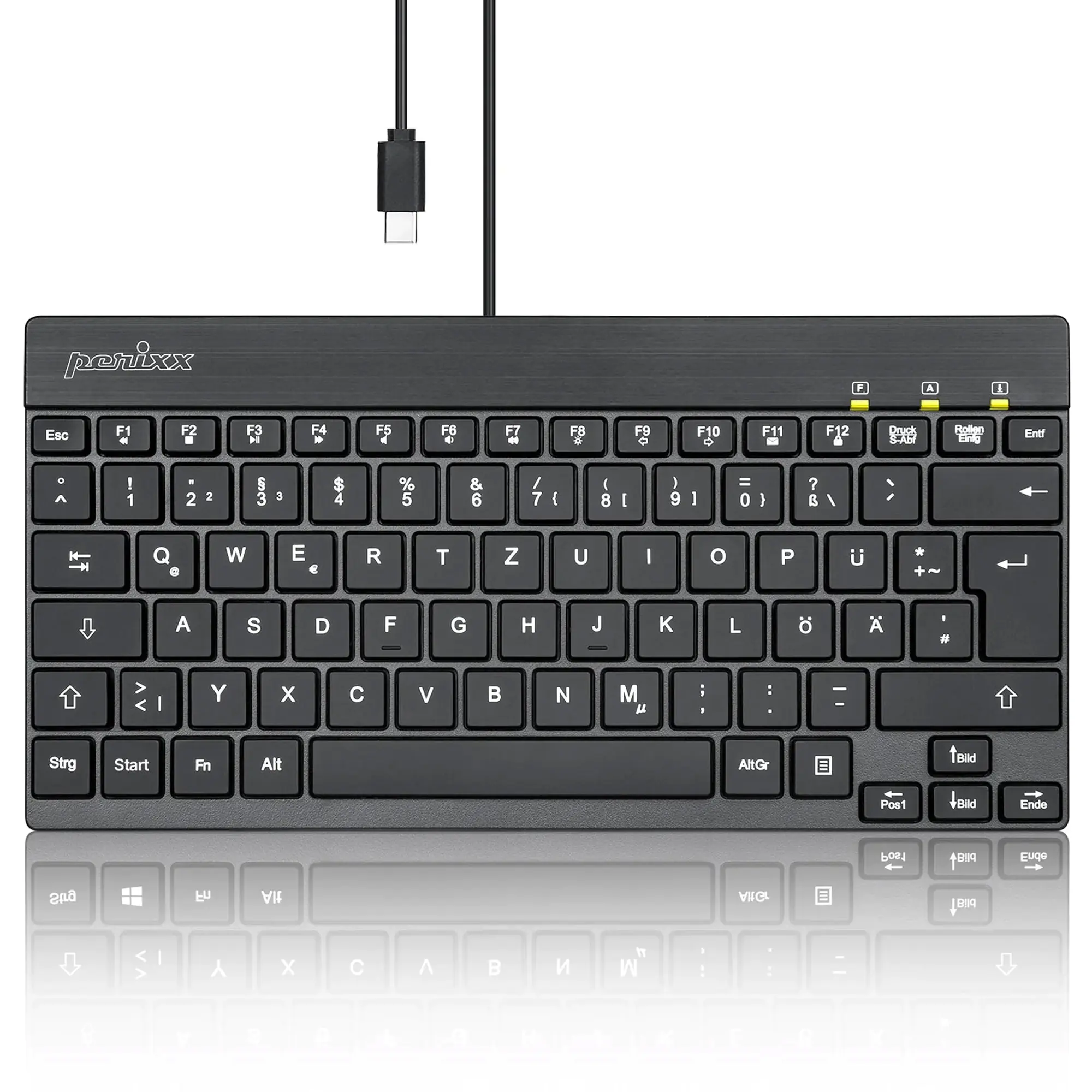 Perixx PERIBOARD-426C DE kabelgebundene USB-C Mini Tastatur mit flachen - Tastatur