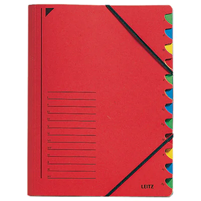 Leitz Ordnungsmappe 39120025 DIN A4 12Fächer farbig Karton rot