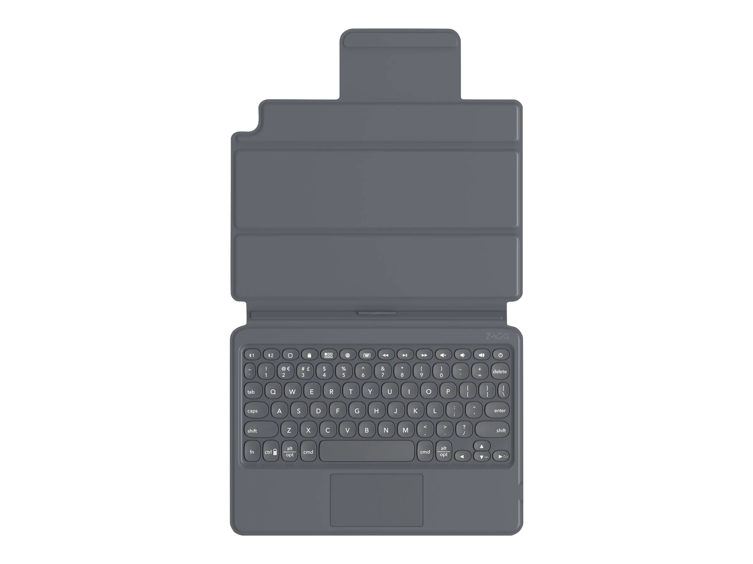 Zagg Pro Keys - Tastatur und Foliohülle - mit Trackpad - hintergrundbeleuchtet - Bluetooth - QWERTZ - Deutsch - Schwarz/Grau Tastatur, Schwarz/Grau Gehäuse - für Apple 10.2-inch iPad (7. Generation, 8. Generation)