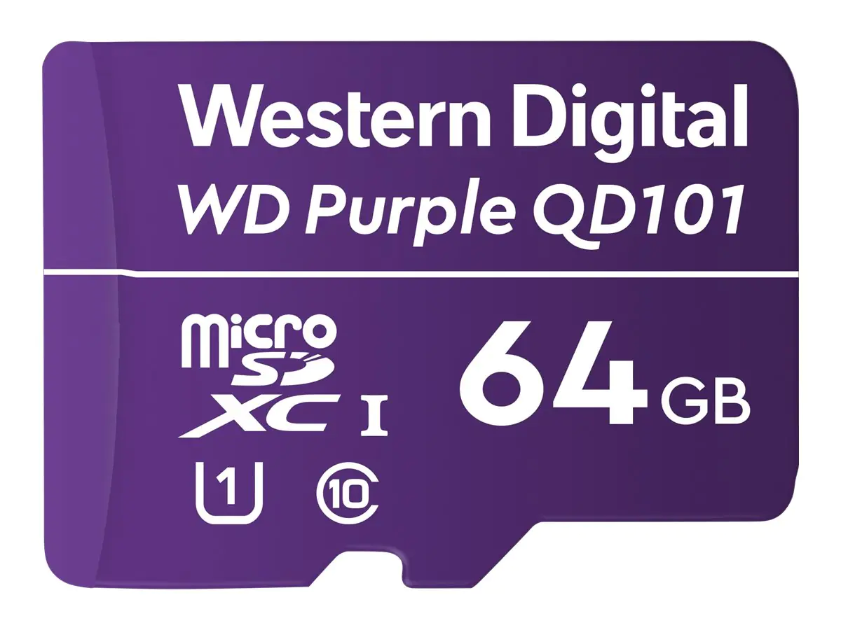 WD Purple SC QD101 WDD064G1P0C - Flash-Speicherkarte - 64 GB - UHS-I U1 / Class10 - microSDXC UHS-I - lila