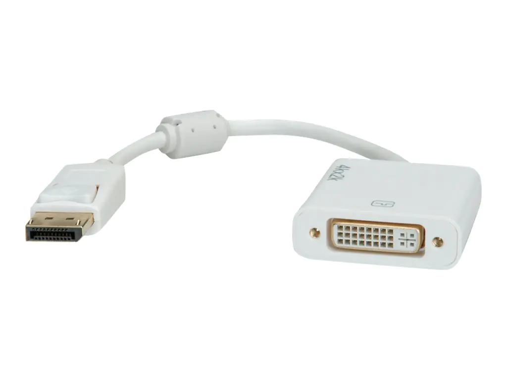 Roline - Display-Adapter - Dual Link - DisplayPort (M) bis DVI-D (W) - 15 cm - passiv, 4K Unterstützung - weiß