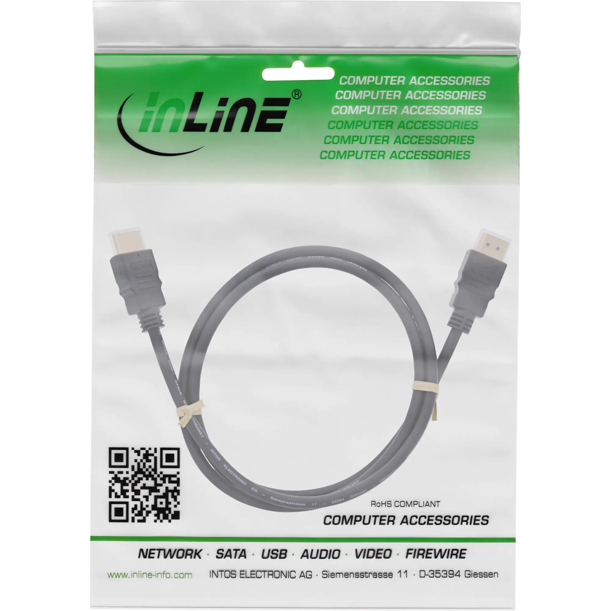 InLine HDMI Kabel - HDMI-High Speed mit Ethernet - St/St - schwarz - 2m