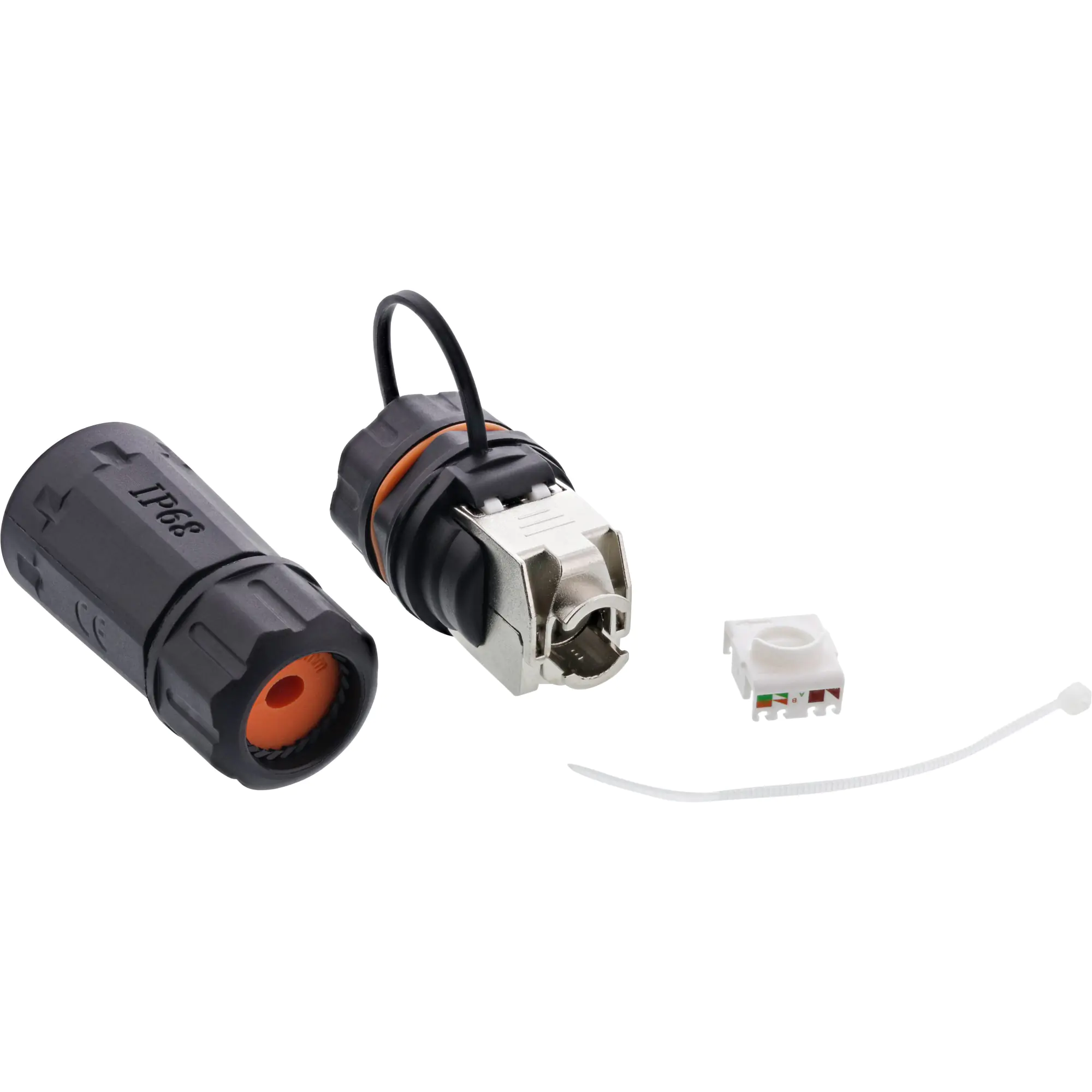 InLine Patchkabelbuchse - RJ45 Cat.6A - IP68 - für Industrie - mit Staubkappe 69990R